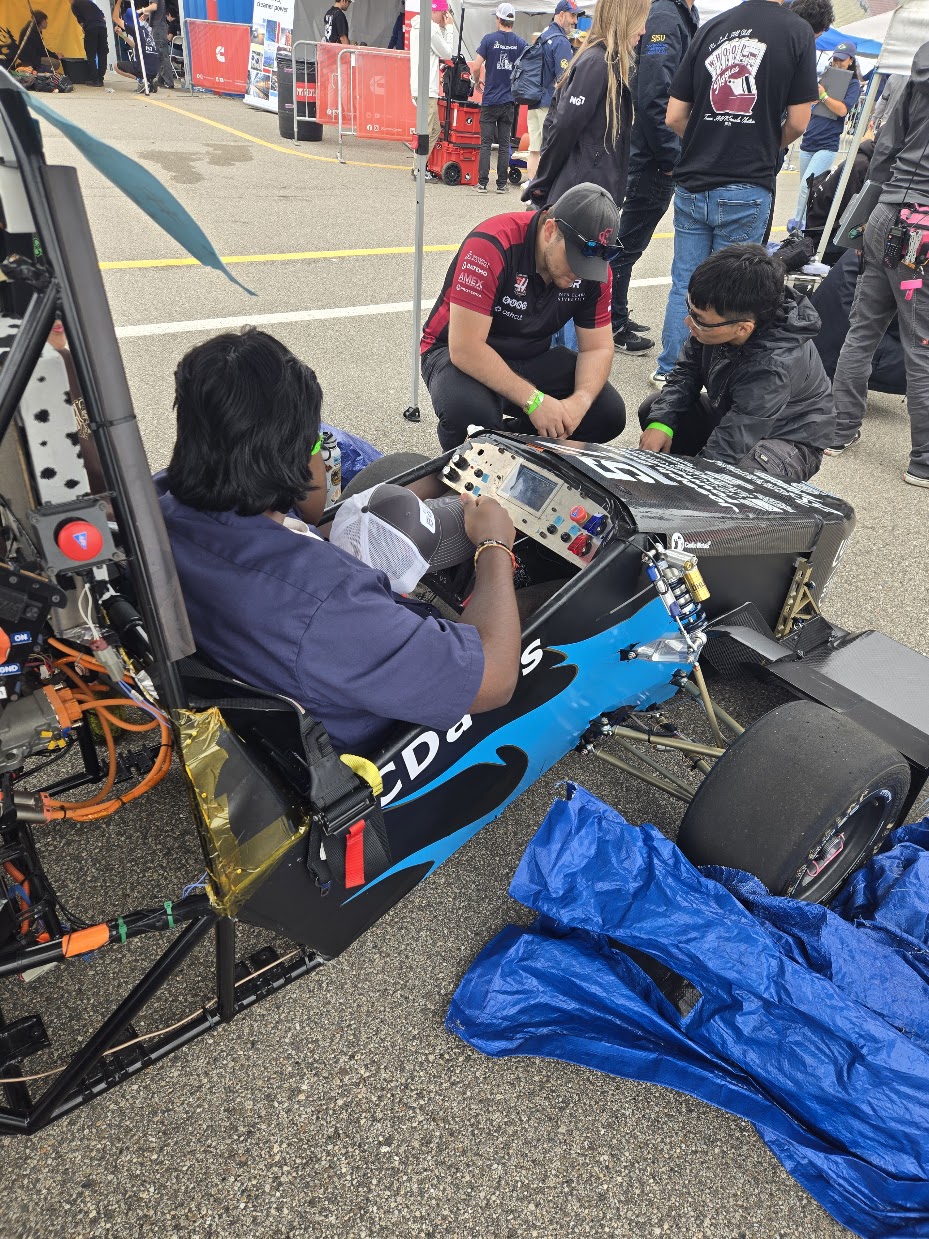 Bronco Racing students working on and presenting their Formula SAE car, photo 2