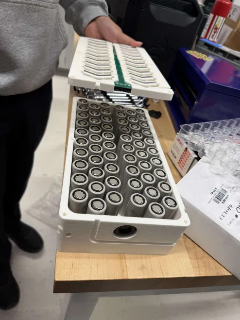 Bronco Racing high- and low-voltage electrical team members